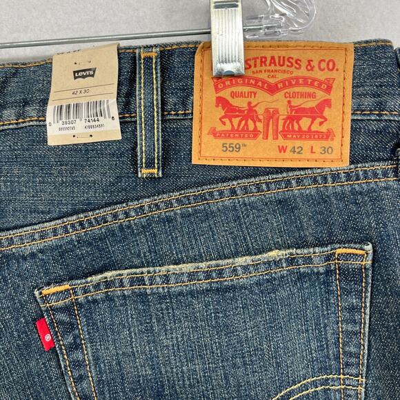 LEVIS 559 Jeans Mens 42x30 Relaxed Straight Fit Stretch Cotton Wash Blue NEW - Picture 8 of 16